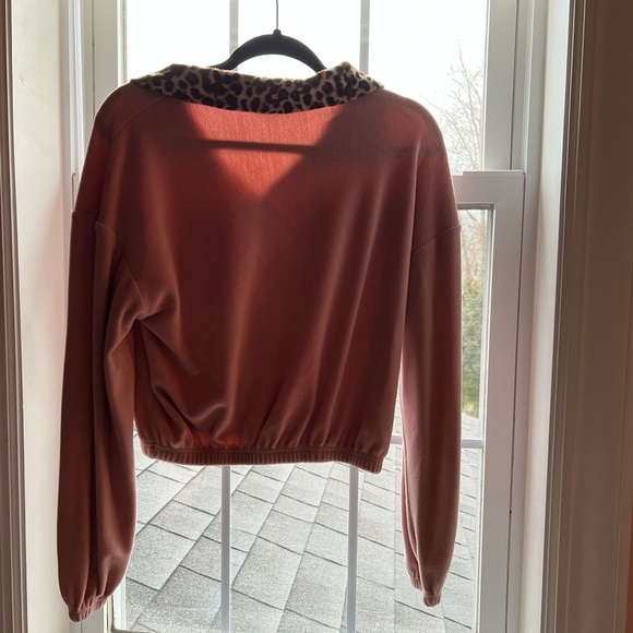 Shein pink and leopard print quarter zip top - Picture 2 of 5